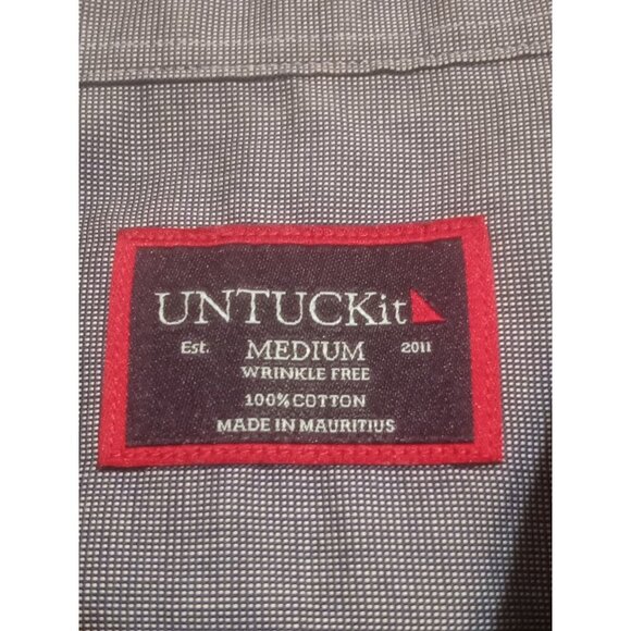 Untuckit Shirt Mens Medium M Blue Petrus WF Short Sleeve Regular Fit Button Up - Picture 7 of 10